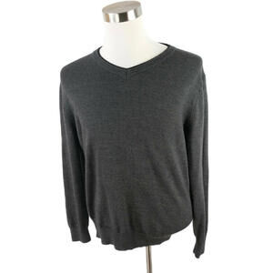 INC International Concepts Mens Spun Merino Wool V Neck Dark Gray Sweater XL